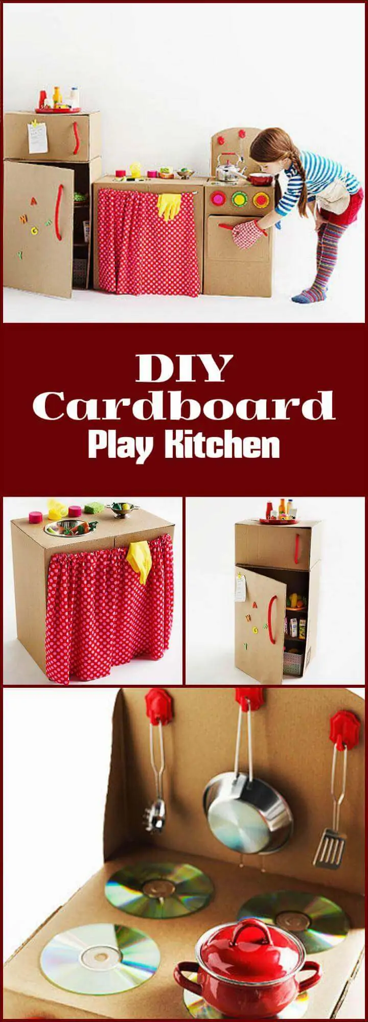 DIY hermosa cocina de cartón para jugar